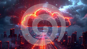 Digitally Rendered USA Cybersecurity Network Utilizing Cloud Computing and IoT Technology. Concept