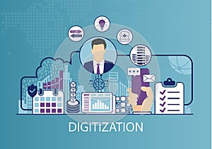 Digitization concept as business vector illustration