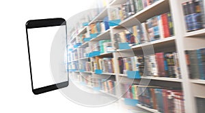 Digitization process from books to ebooks. from paper to digital in a smartphone