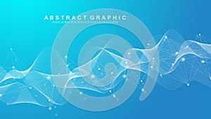 Digits abstract background with connected line and dots, web cover. Digital neural networks. Network and connection