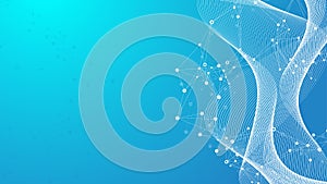 Digits abstract background with connected line and dots, web cover. Digital neural networks. Network and connection