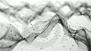 Digits abstract background with connected lines and dots wave flow Digital neural networks