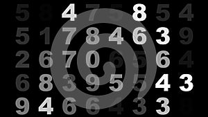 Digits in abstract exploring dynamic numbers and random numerical data on black texture for software development and data science
