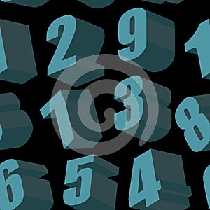 Digits on black background. Vector seamless pattern