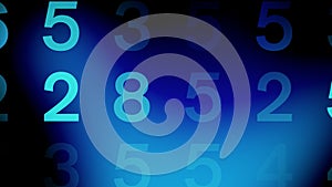 Digits on blue exploring science of algorithm numbers, counting, and data encryption in world of numerical data and data streams