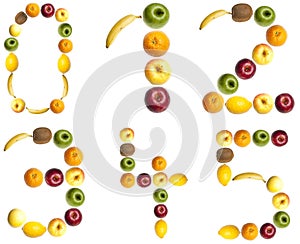 Digits made of fruits