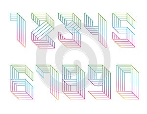 Digits set of parallel lines.