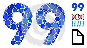 99 Digits Text Composition Icon of Circle Dots
