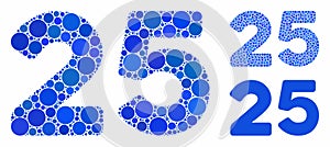 25 Digits Text Composition Icon of Round Dots