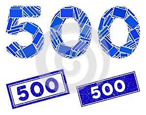 500 Digits Text Mosaic and Grunge Rectangle 500 Watermarks photo
