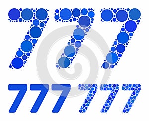 777 digits text Mosaic Icon of Round Dots