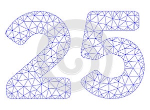 25 Digits Text Polygonal Frame Vector Mesh Illustration