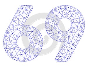 69 Digits Text Polygonal Frame Vector Mesh Illustration