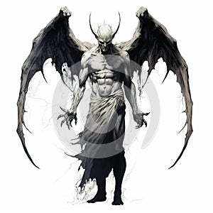 Dignified Demon With Wings On White Background