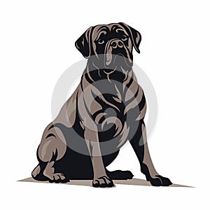 Dignified Dog: Dark Gray Detailed Depiction With Strong Graphic Elements