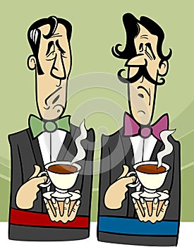 Dignified gentlemen cartoon illustration