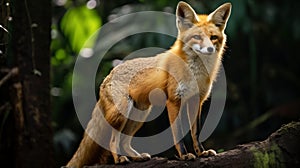 Dignified Red Fox In Tropical Wooded Area - Close-up Photo