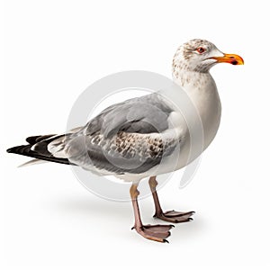 Dignified Seagull: Hyper-realistic Photography On White Background