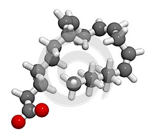 Dihomo-ÃÂ³-linolenic acid DGLA fatty acid molecule. Omega 6-fatty acid that is produced in the body from gamma-linolenic acid. 3D.