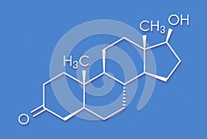 Dihydrotestosterone DHT, androstanolone, stanolone hormone molecule. Skeletal formula. photo