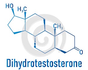 Dihydrotestosterone or DHT, androstanolone, stanolone hormone molecule. Skeletal formula. photo