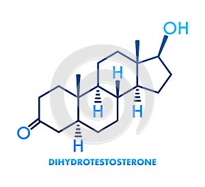 Dihydrotestosterone DHT, androstanolone, stanolone hormone molecule. Skeletal formula. Vector stock illustration photo