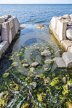 Dike in front of the Baltic Sea in Malmo, Sweden