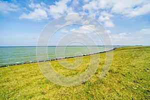 A dike at the IJsselmeer in Friesland