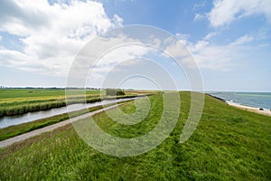 A dike at the IJsselmeer in Friesland