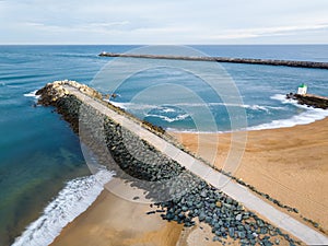 Dikes aerial view at La Barre in Anglet, France