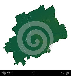 Diksmuide, Belgium, isolated on white. Physical