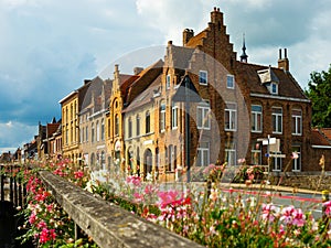 Diksmuide street with typical residential buildings, Belgium