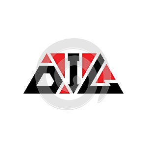 DIL triangle letter logo design with triangle shape. DIL triangle logo design monogram. DIL triangle vector logo template with red