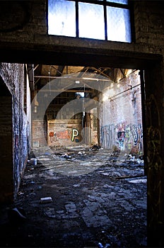 Dilapidated abandoned Detroit warehouse
