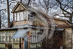 A dilapidated abandoned suburban house in Russias Moscow region