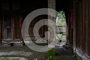 Dilapidated ancient timber structural dwelling building,Chengdu,China