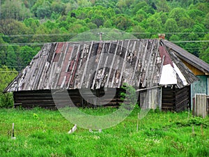 Dilapidated Barn on the Village Outskirts Being Reclaimed by Nature