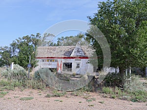 Glenrio ghost town, one of America`s ghost towns at Route 66 on the border of New Mexico and Texas photo