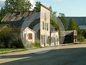 Dilapidated building on a street in Dawson City, Northwest Territories, Canada