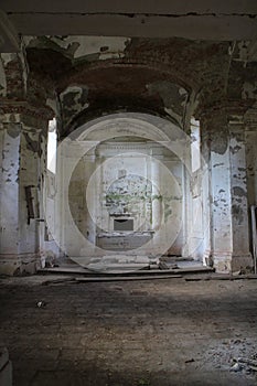 Dilapidated burial chamber of Kohary dynasty in Cabradske Podhradie, Krupina region, Slovakia