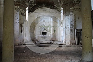 Dilapidated burial chamber of Kohary dynasty in Cabradske Podhradie, Krupina region, Slovakia