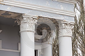 dilapidated columns of the theatre, the building requiring cosmetic repairs