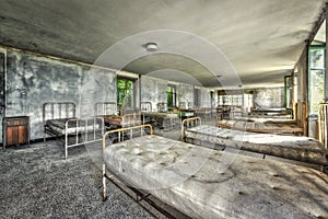 Dilapidated dormitory in an abandoned children hospital