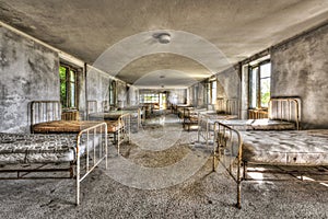 Dilapidated dormitory in an abandoned children hospital