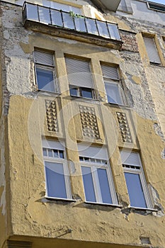 Dilapidated facade in Budapest