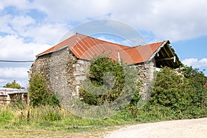 A dilapidated farm building, England