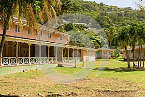 A dilapidated hotel in the windward islands