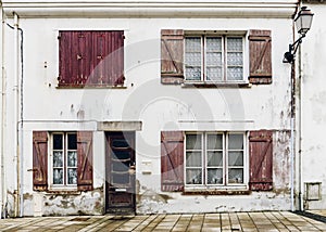 Dilapidated house facade