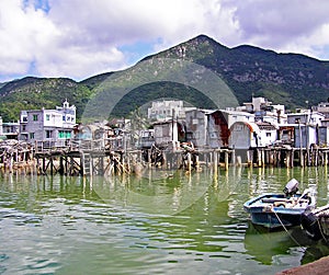 Dilapidated houses on stilts in the fishing village Tai O on the island of Lantau in Hong Kong