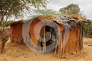 Dilapidated Massai hut in Kenya